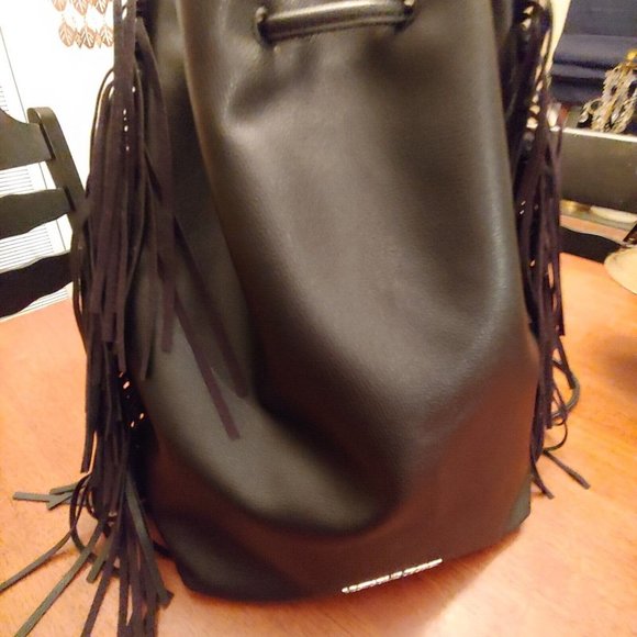Victoria Secret black backpack purse with fringe - Picture 2 of 11